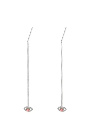 Earrings Chained Eye Silver Color Copper h5 